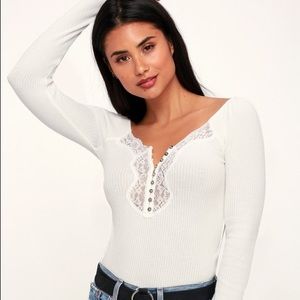 Free People To The West Henley Top White medium